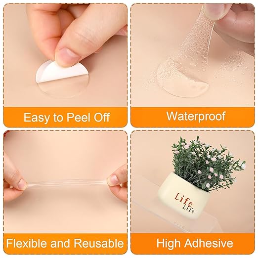JANYUN Double Sided Tape for Walls, Removable Sticky Dots Picture Hanging Strips Adhesive Heavy Duty Clear Museum Putty for Crafts No Trace Sticky Tack Water Proof Mounting Tape