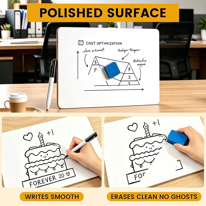 Small White Board Dry Erase Boards for Students, 6 Pack 9" x 12" Double Sided Mini Whiteboards with 6 Markers and 6 Erasers, Personal Lapboards for Kids, Teacher, Office, Classroom School Supplies