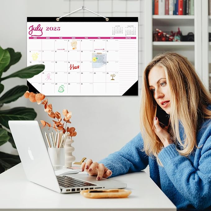 Desk Calendar 2026 , JXAVO Wall Calendar 2025-2026 Large Size 17" X 12" Covers July 2025 - December 2026, Pink Cute Desktop Monthly Calendar for Home Classroom School or Teacher Gifts & Office Supplies
