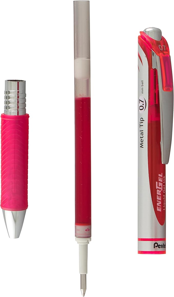 Pentel EnerGel RTX Retractable Liquid Gel Pen, (0.7mm) Metal Tip, Medium Line,Assorted Ink, 8-Pk (BL77BP8M1)