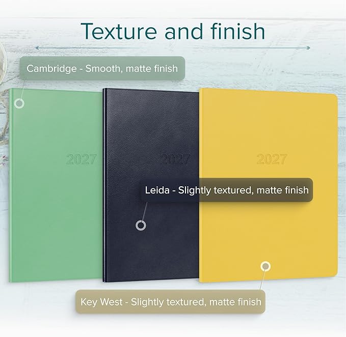 Harbor Large Weekly Monthly Planner 2027, Calendar Planner & Notebook - Durable Faux Leather, 192 Pages, Softcover & Book Bound - Cambridge Black - 9.75x7.5"