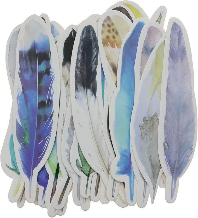 2 Boxes/60 PCS Color Feather Paper Bookmark Feather Shaped Bookmark Paper Bookmarks for Book Lovers Men Women and Students 30 Styles