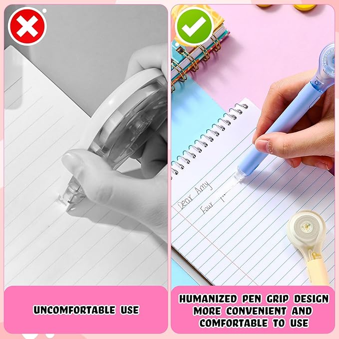 Gersoniel 10 Pack Correction Tape Pen Correctional Ink Tape Push Pull Protective, Easy to Use Applicator for School Office Supplies, 0.2 x 236 Inch(Multicolor Color)
