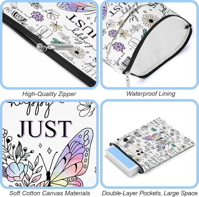 Inspirational Gifts for Women Sister Book Sleeve Book Cover Motivational Butterfly Gifts Affirmations Bookish Book Lovers Book Protector with Zipper Front Pocket Graduation Birthday Christmas