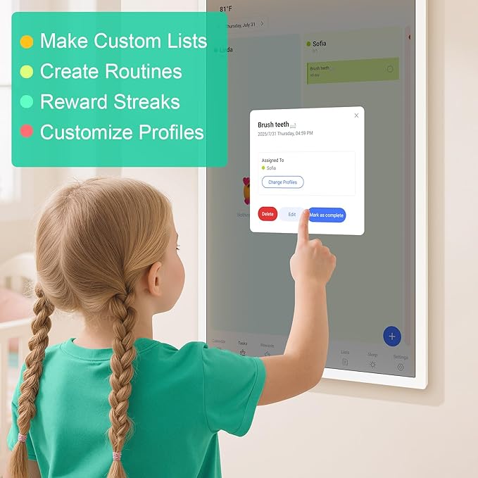 Digital Calendar, Smart WiFi Electronic Calendar&Chore Chart, IPS Touch Screen HD Display for Family Schedules, Share Moments Instantly from Anywhere (24)