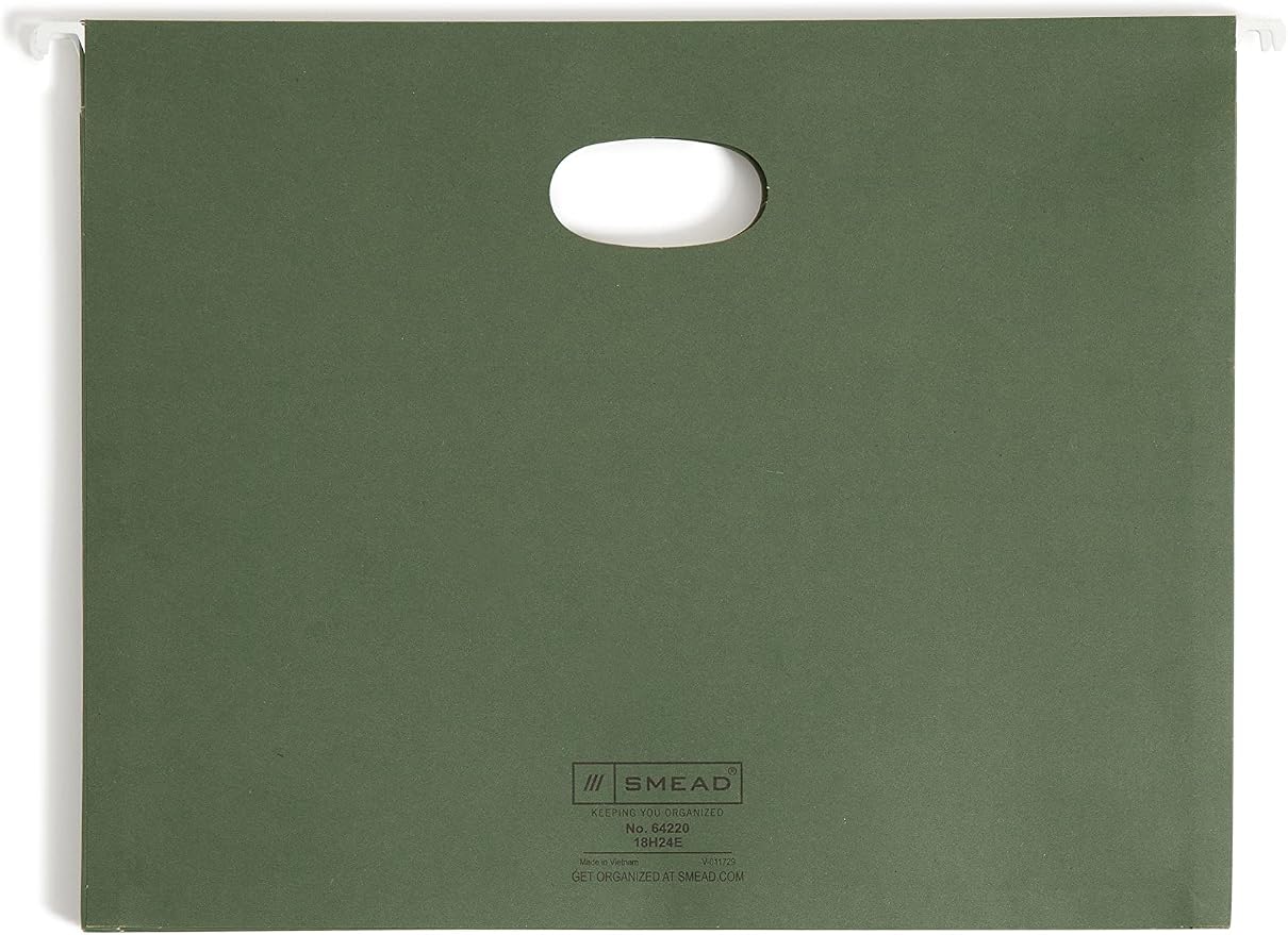 Smead Hanging File Pocket with Full-Height Gusset, 3-1/2" Expansion, Letter Size, Standard Green, 10 per Box (64220)
