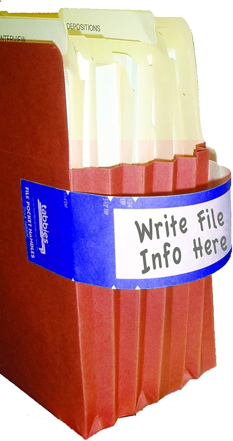 Tabbies File Pocket Handles, 9.63 X 2, Dark Blue/White, 4/Sheet, 12 Sheets/Pack