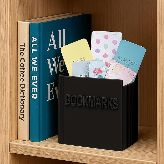 Honeydak 3D Printed Book Shaped Bookmark Holder Book Lover Gift Bookish Accessory Office Desk Supplies Funny Bookmark Accessories End of Year Gift for Teacher(Black)