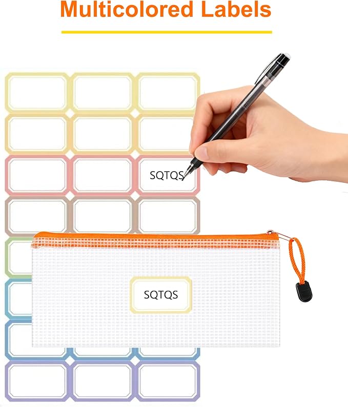 24 Pcs Lightweight Zipper Mesh Pouch Bags, Portable Clear Plastic A6 Storage Bags, Bulk Zipper Pouches for Home Office Travel Toiletries Cosmetics Organizer