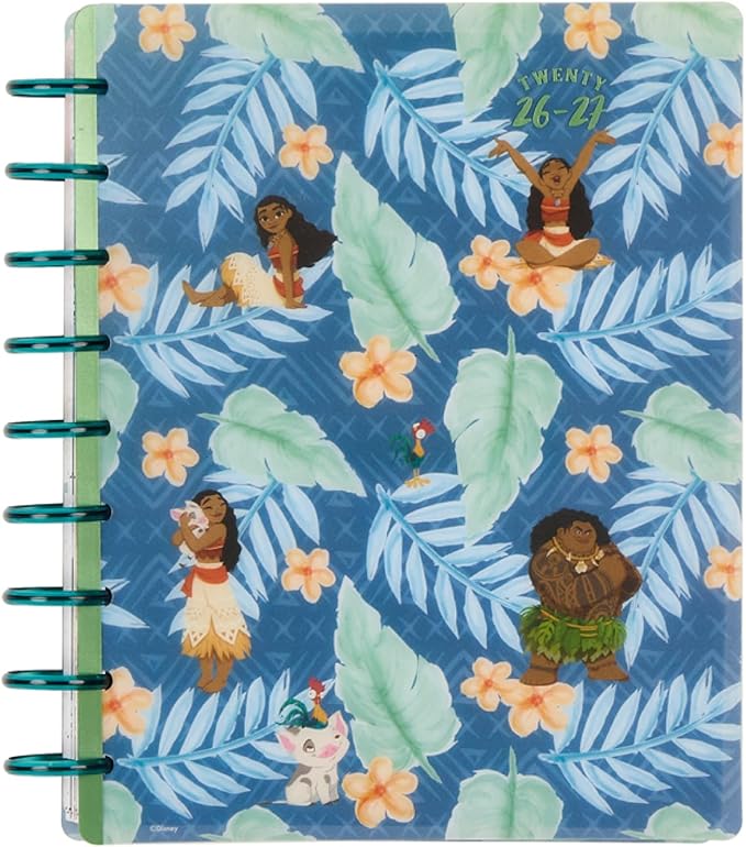 Happy Planner Disney Moana 12-Month Disc-Bound Planner July 2026–June 2027, Classic Size, Vertical Layout, Island Adventure