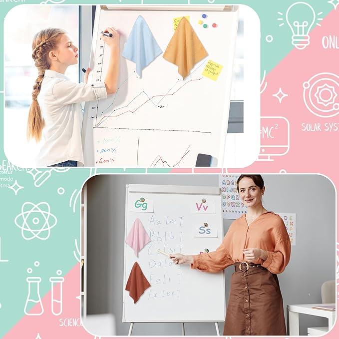 Fanfanwin 6 Pack Magnetic Microfiber Cleaning Cloth, Colorful Whiteboard Dry Erase, Magnetism Whiteboard Eraser for Blackboards Classroom Chalkboards Washable Home Office 10'' x 10''(Morandi Color)