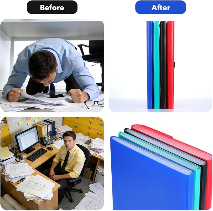 4 Pack 7 Pockets Accordion File Organizer, Letter Size/A4 Expanding File Folder with Index Tabs, Expandable Plastic Document Organizer for Business Travel School Office Home