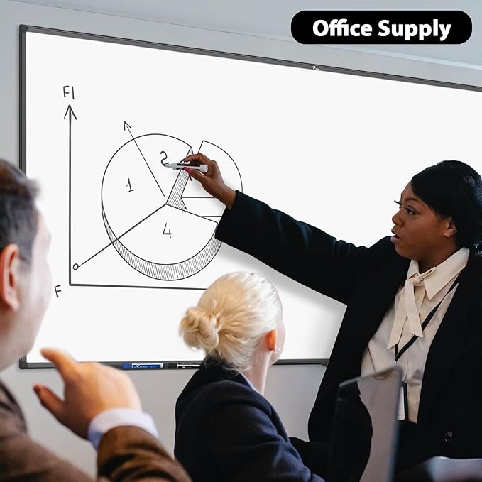 TOWON Magnetic Dry Erase Board, 72 x 40 in White Board Dry Erase, Aluminum Framed Whiteboard for Wall, Large Dry Erase Board Wall Mounted with Markers, Pen Tray, Magnets, Cleaning Wipe, Black Border