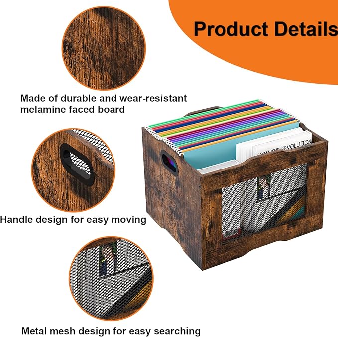 Pack of 2 Vinyl Record Storage Crate, Stackable LP Display Shelf, Heavy Duty Wood Organizer Box for Collectors/Store/Home/Office/School/Artistic Space/Garage/Warehouse, Brown