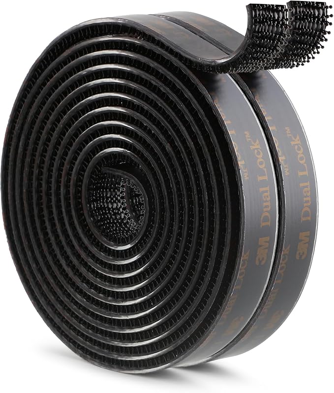 3M Dual Lock SJ3550 Reclosable Fastener 1/2''×6Ft 2 Pack, Heavy Duty Mounting Tape Strong Adhesive with Interlocking Mushroom-Shaped Heads for Indoor and Outdoor Use, Black