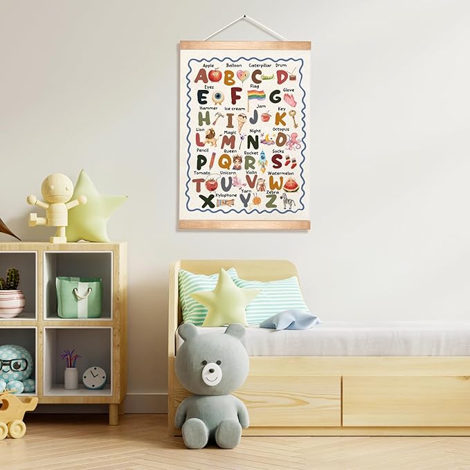Alphabet Educational Chart 2 for Classroom Decor,Colorful Educational Poster for Toddlers 1-3,Toddler Learning Poster for Ages 3-5 for Nursery Playroom,Classroom Must Haves 14x18.5Inch(Colorful-06)