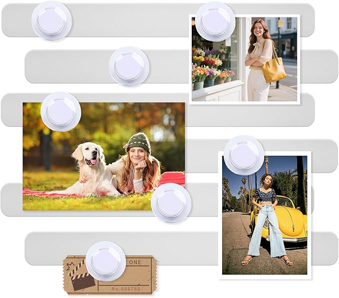 Magnetic Board - 6PCS Frameless Stainless Iron Magnetic Strips with Adhesive Backing, Magnet Board for Wall - Magnet Bulletin Memo Board, Includes 7 White Magnets for Office Home School Fridge