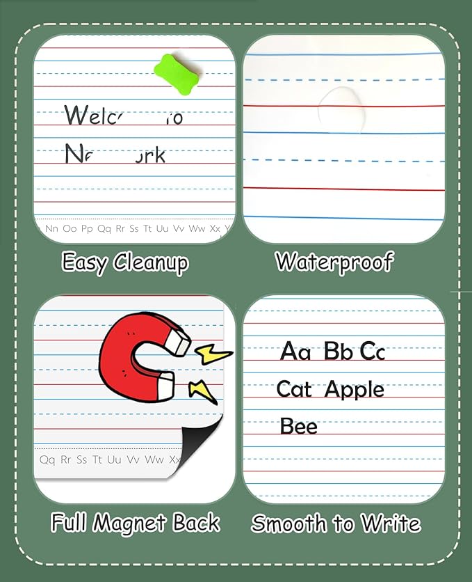 Large Magnetic Dry Erase Lined Paper, Handwriting Paper for Whiteboard, Reusable Lined Dry-Erase Sheets for Classroom, Strong Magnetic for Easy Use on Whiteboards & Metal Surfaces 17″×23″