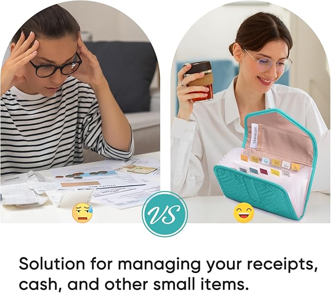 Fabric Receipt Organizer 7X5 - Receipt Holder 12 Pockets - Money Organizer - Elegant Receipt Holder - Coupon Holder - Cash Organizer - Envelope Organizer - Small Accordion File Organizer
