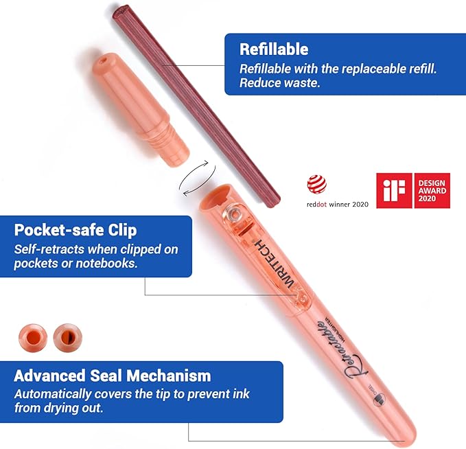 WRITECH Retractable Highlighters Assorted Colors: Chisel Tip Click Aesthetic Highlighter Marker Pens Pack Multi Colored Ink No Bleed Smear for Highlighting Journaling (12ct Neutral)