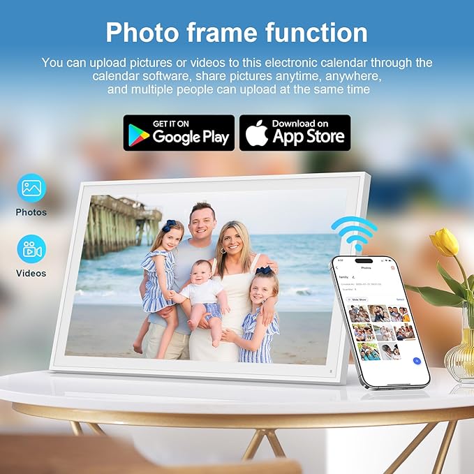 Digital Calendar, Smart WiFi Electronic Calendar&Chore Chart, IPS Touch Screen HD Display for Family Schedules, Share Moments Instantly from Anywhere