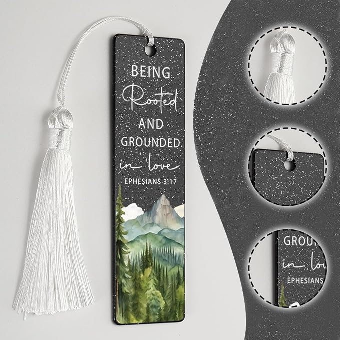 Christian Love - Rooted Bookmark, Inspirational Gift for Believers, Uplifting Gift for Spiritual Readers, Spiritual Bookish Present, Unique Mountain & Scripture Design Bookmark, WCB84