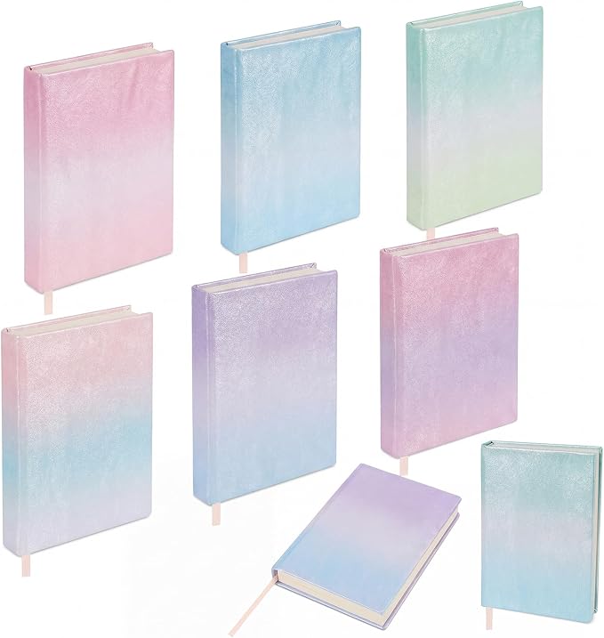 Gilprop 6 Pack Stretchable Jumbo Book Covers, Colorful Covers for Textbook Protection and Care, Washable Reusable Protective for Paperbacks Hardcover Books (Gradient,Pastel,6-9inch)