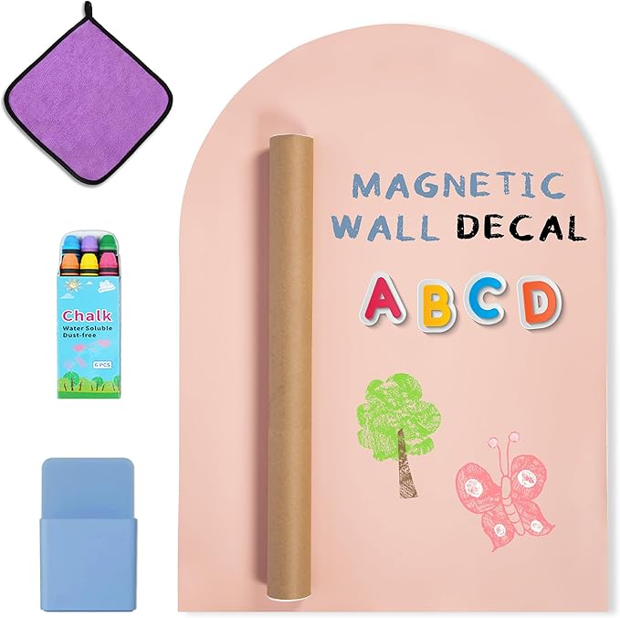 YOUNGJQ Magnetic Arch Wall Decal, Magnetic Chalkboard for Wall 42" x 32" Adhesive Backing Wallpaper for Playroom Home(Camel Blush)