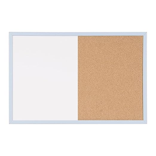 MasterVision Pastel Combo Bulletin and Dry Erase Board, 36" x 24", Blue Frame, Decorative Magnetic Whiteboard and Cork Board, Wall Décor for Home, Office, Dorm, or Classroom