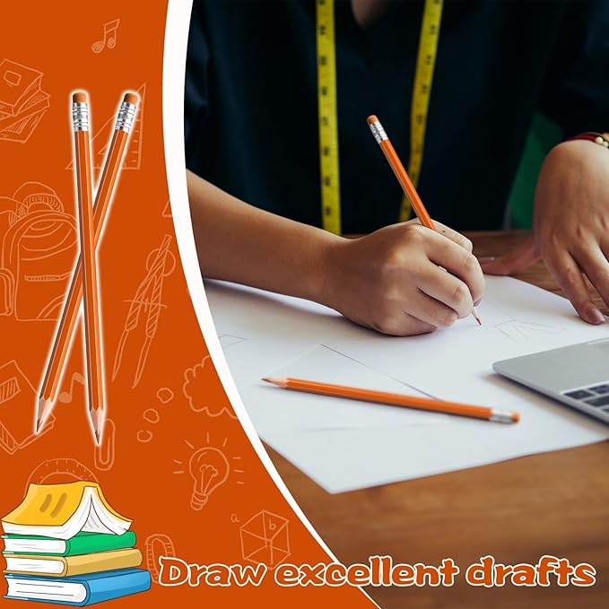 36 PCS Orange Pencils with Eraser, Pre-Sharpened HB Spring & Easter Pencils for Kids, School Supplies for Writing, Drawing & Easter Art Crafts (Orange)