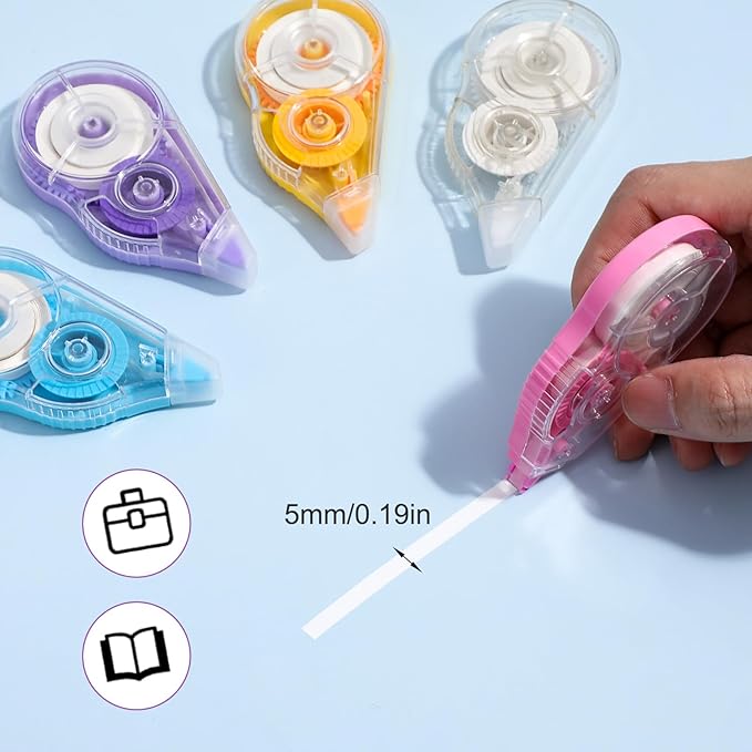 50 Pack White Correction Tape Bulk, 39 Feet Cream Correction Tapes Roller Applicator Extra-Long for Instant Smooth Precise Corrections Study Supplies and Office Products Writing Supplies(Color)
