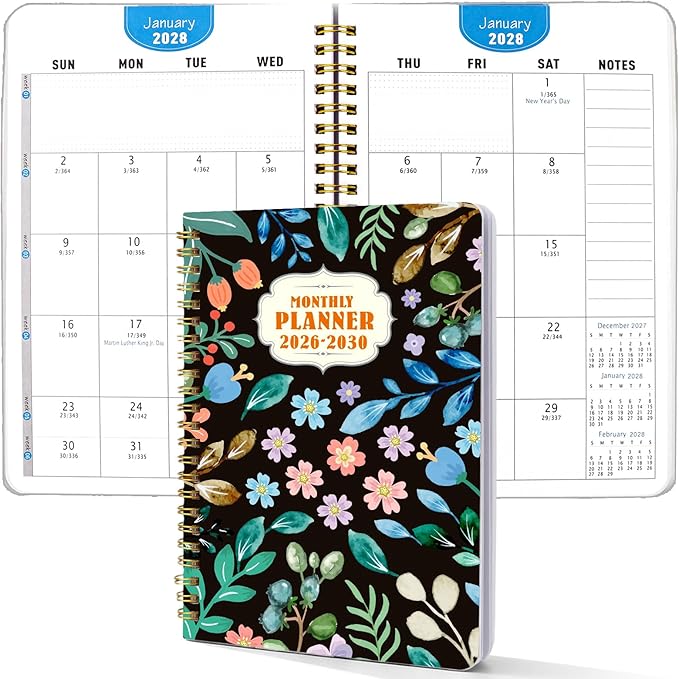 2026-2030 Monthly Planner - 5 Years Monthly Planner with Calendar from Jan 2026 to Dec 2030, 60 Months Schedule Organizer, A5 Size Spiral Bound Notepad Planners with to Do List
