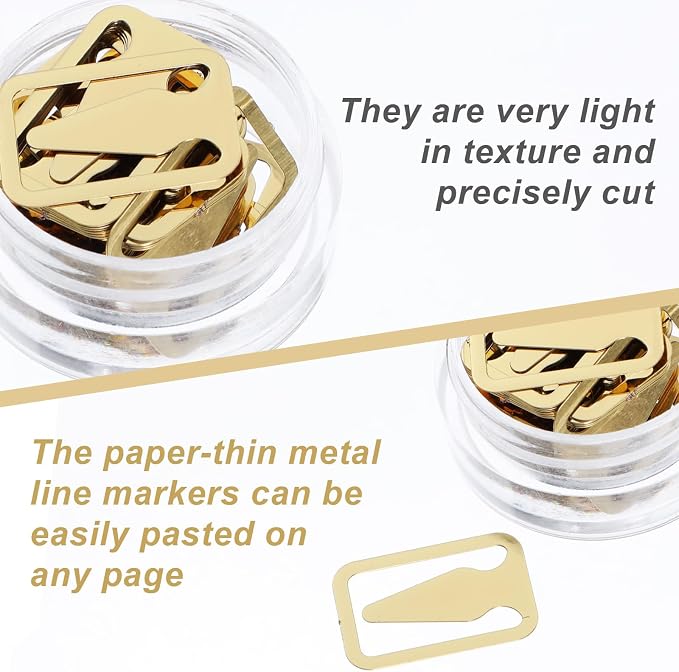 100Pcs Book Line Markers, Gold/Silver Metal Bookmarks Tin Mixed Metals Book Page Markers Book Marker Clips Book Annotation Supplies for Teachers, Students, Readers