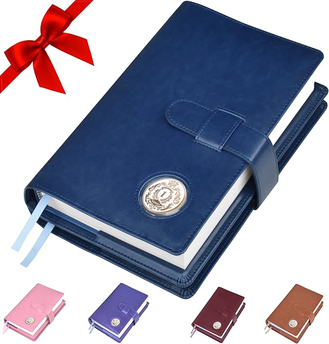 GALILEO® Double AA Big Book Cover & 12 Steps & 12 Traditions | Medallion Holder | AA Gift | Alcoholics Anonymous | PU Leather | AA Book Covers for Hardcover (Plain/Coin Pocket/Navy Blue)