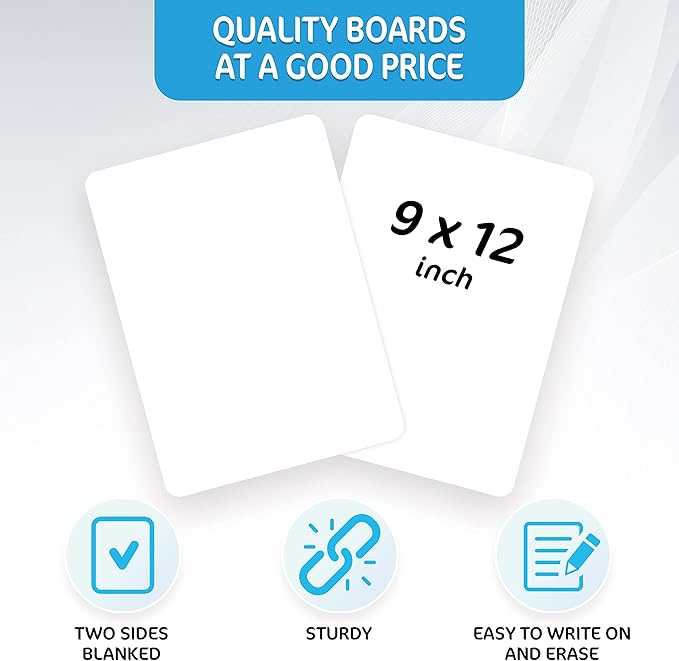 5 Pack 9x12 Small White Board for Students - Double Sided Small Dry Erase Boards - Personal Mini Whiteboard - Smal Whiteboards - Individual Dry Erase Board Kids - Mini White Boards for Classroom