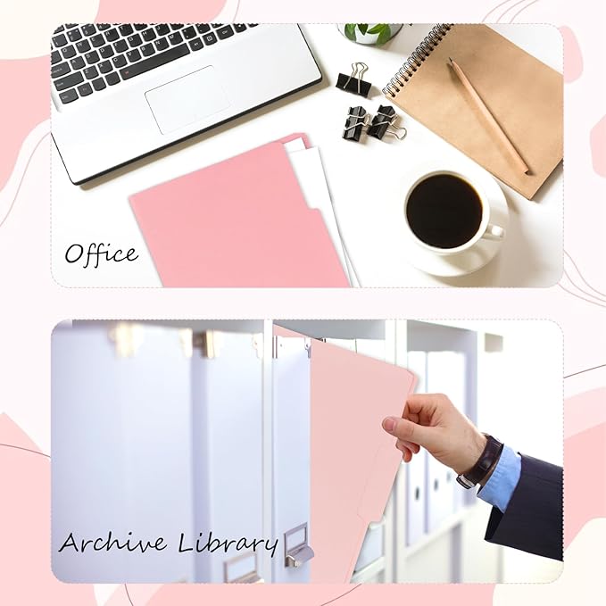 12Pcs Pink File Folders Letter Size Colored Manilla File Folders with 1/3-cut Tabs Decorative File Pockets for Office School Business Home Organizer(12, Pink Series)