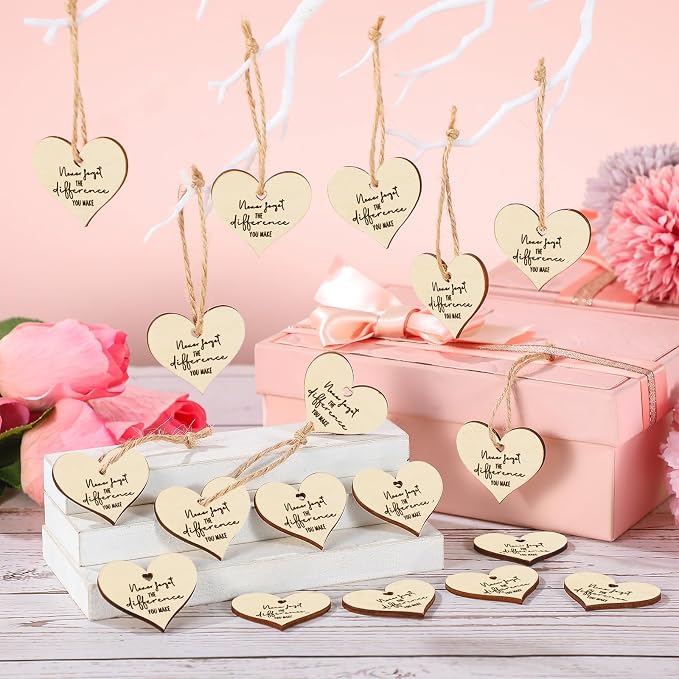 Weysat 150 Pcs Token of Appreciation Coins Bulk Wooden Never Forget The Difference You Make Appreciation Tokens Thank You Bookmarks Gift for Housekeeping Employee Staff Nurse Teacher
