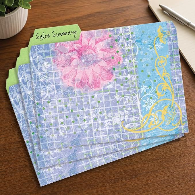 Current Floral Fun File Folders Value Pack - Bulk Set of 24, 6 Pretty Decorative Designs, 1/3 Cut Tabs, Heavy-Duty Paper Stock, Office Supplies for Home & Work, 9-½” x 11-¾” Letter Size