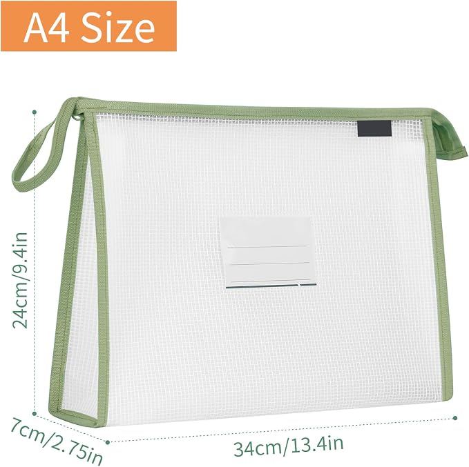 4 Pack A4 Plastic File Folder Poly Envelopes Expanding Wallet Document with Zipper and Label Pocket, Files Pouch Folders for Home, Office, School (4 Colors)