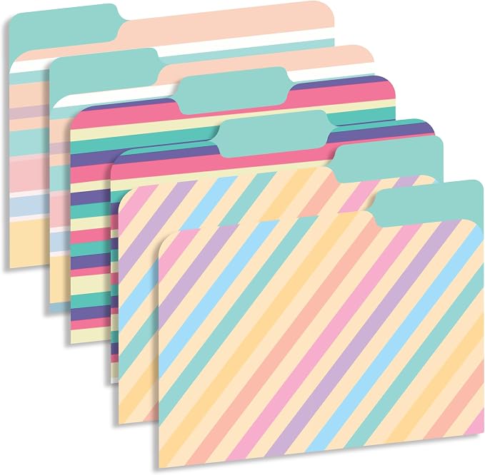 Decorative 1/3 Cut Tab File Folders (Stripes)