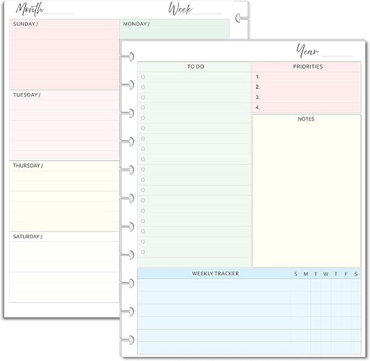 Weekly Planner Inserts – Undated Weekly Calendar Planner Refills for 11-Disc Letter Size Planners (8.5 x 11 Inch) | TUL Letter, Staples ARC Notebook, Levenger Circa, Marta Stewart, and NOTIQ Letra 11-Disc (XL1) Compatible