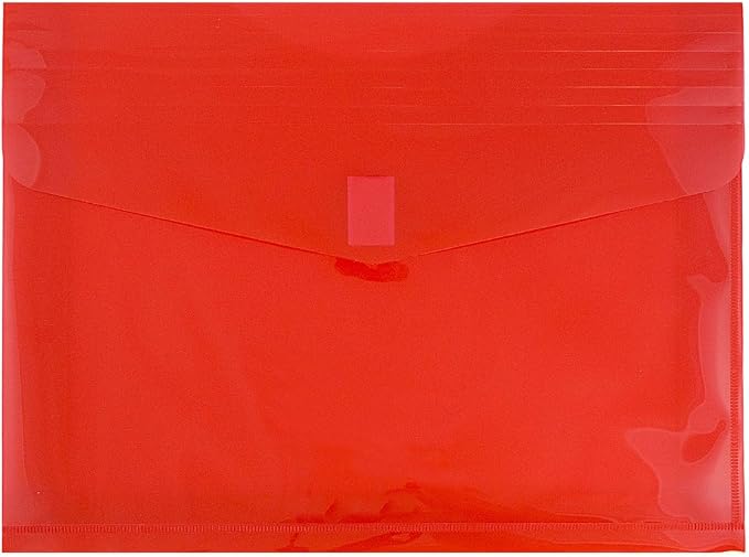 JAM PAPER Plastic Expansion Envelopes with Hook & Loop Closure - Letter Booklet - 9 3/4 x 13 with 2 Inch Expansion - Assorted Colors - 12/Pack