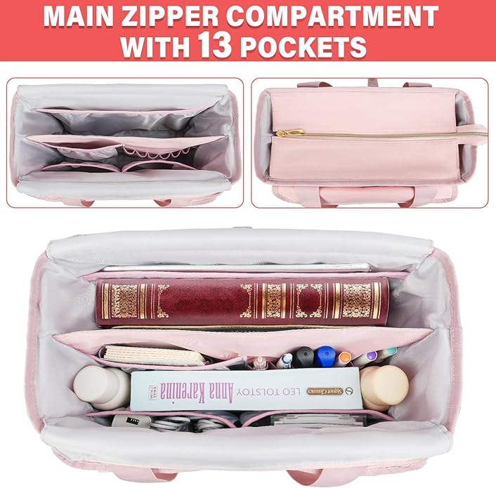Bible Cover Case for Women,Bible Tote Bag with Shoulder Strap,Church Bag with Multiple Pockets for Bible Study Accessories