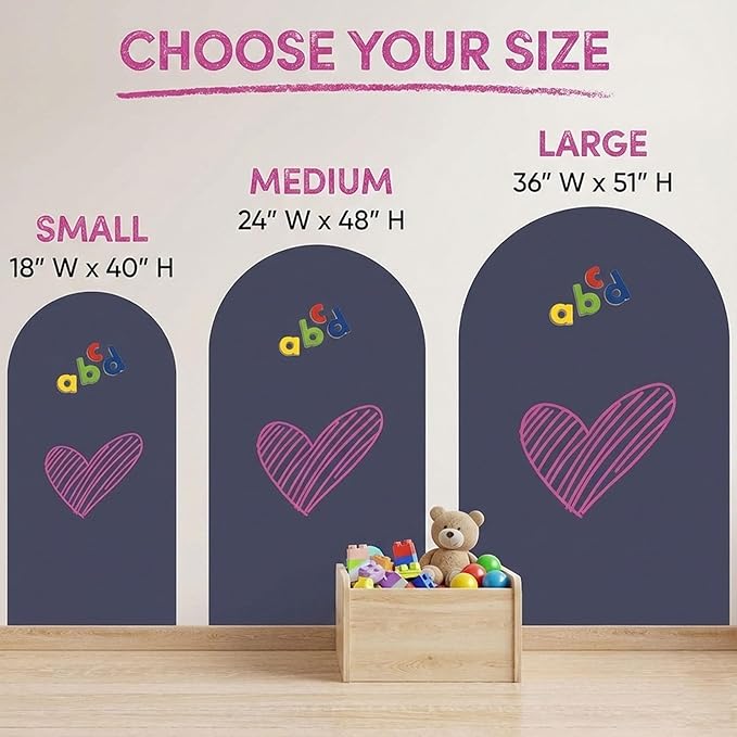 Large Arch Magnetic Wall Decal - 51" x 36" Matte Finish Chalkboard Sticker for Wall - Magnetic Board for Playroom, Home Classroom(Navy Blue)