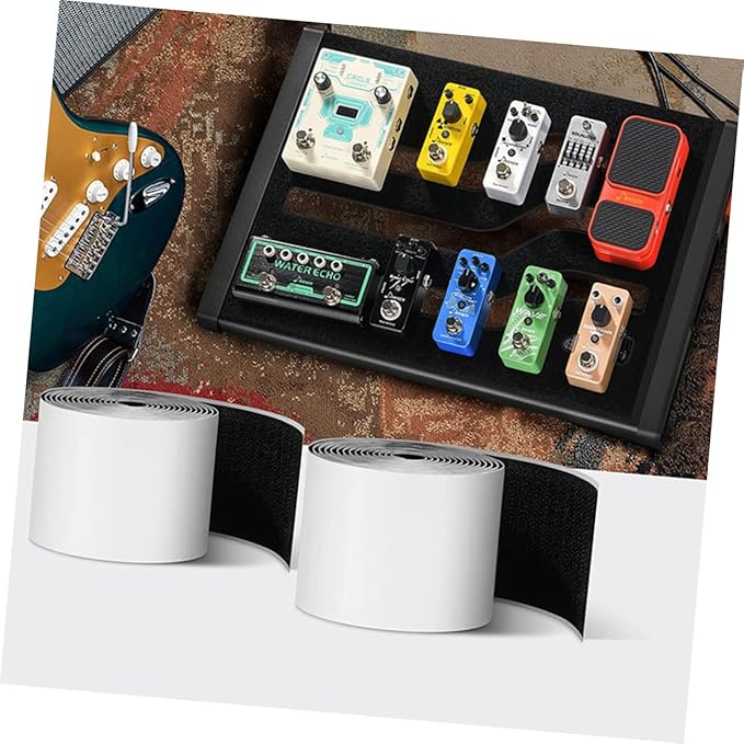 2rolls Guitar Pedal Mounting Tape Hook and Double-sided Adhesive for Pedal Board Flexible for Guitar Setup