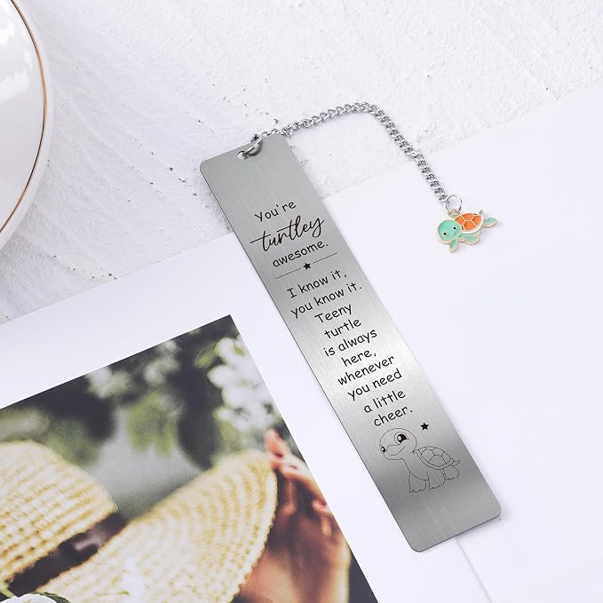Turtle Inspirational Metal Bookmark - Cute Turtle Decor Bookmark Inspirational Turtle Gifts for Turtle Lovers Book Markers for Women Teen Boys Girls Friend Christmas Birthday Decorations