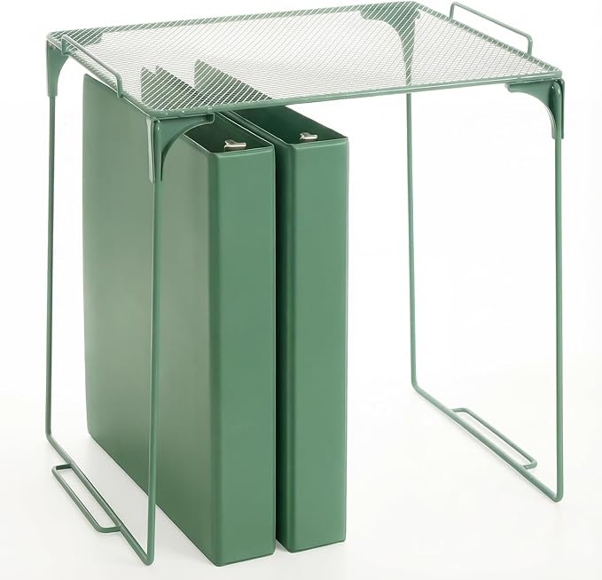 Colarr Dark Green Locker Organizer Shelf Locker Accessories for Girls Stackable Storage Organization Shelf Area Saver Fits Standard Size for School Office Kitchen and Home