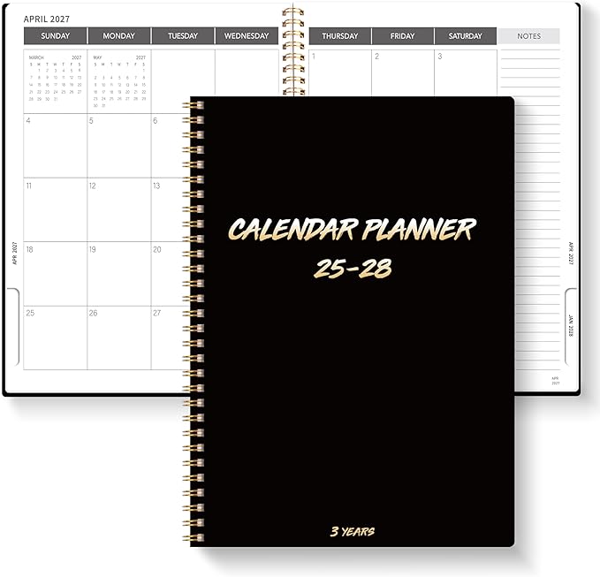 Monthly Planner 2025-2028, 2025 Calendar 36 Months Planner With Monthly Tabs, July 2025- June 2028, 8.5" x 11", 3 Years Academic Calendar Hard Cardboard Cover with Spiral Bound, Perfect for School & Office for Women & Men