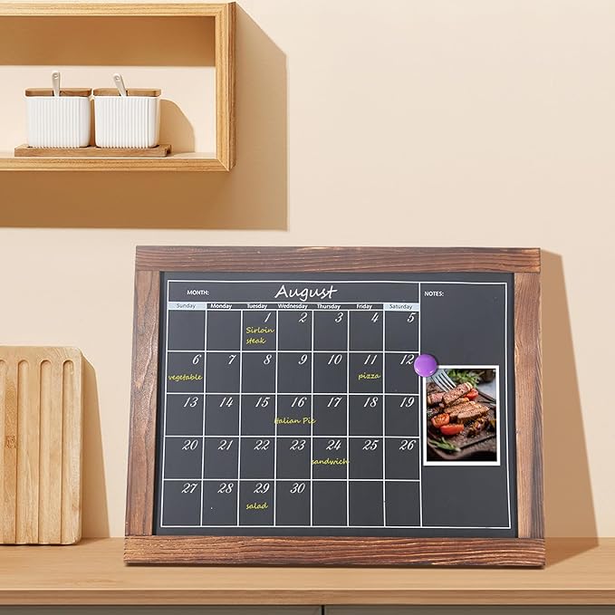 KOOLDE Chalkboard Calendar Magnetic Board Monthly Planning Board for Kitchen Wall, Reusable Planner Chart for Family Blackboard Calendar for Record Daily Tasks List 12'' x 16''