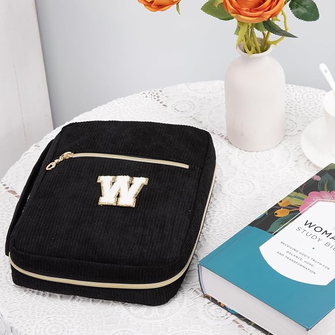 Bible Cover for Women, Initial Personalized Bible Gift - Bible Case for Men - Bible Holder - Bible Bag - Bible Carrier - Bible Carrying Case with Pockets for Bible Study Suppliers, Bible Accessories